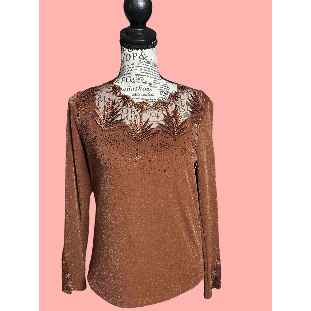 Kiki Tendan Top Sequined  Embroidered Size‎ XL. Measures Asian SZ See Measures